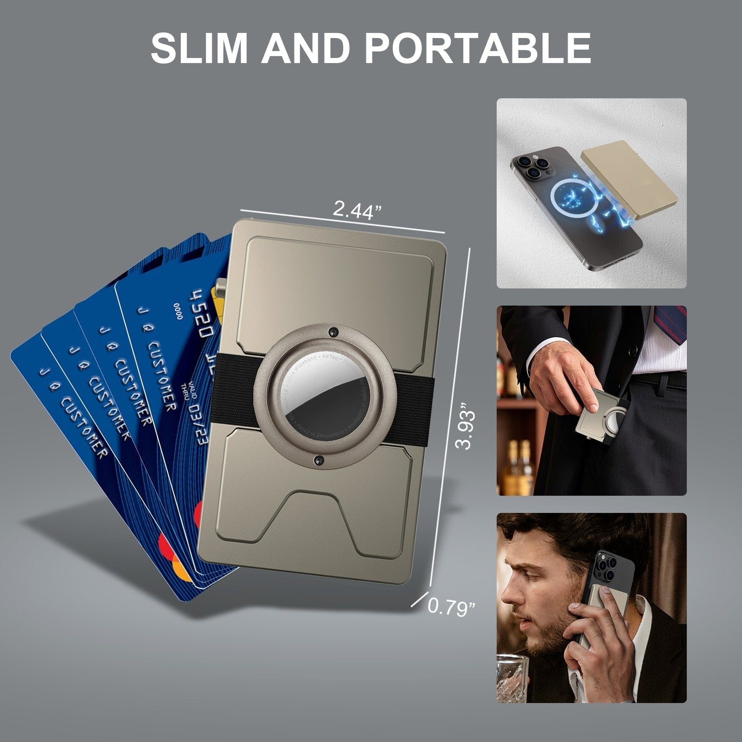 TOYFID All-Aluminum Pop Up Slide Rfid Slim Card Holder Wallet With Airtag Holder TOYFID Wallet