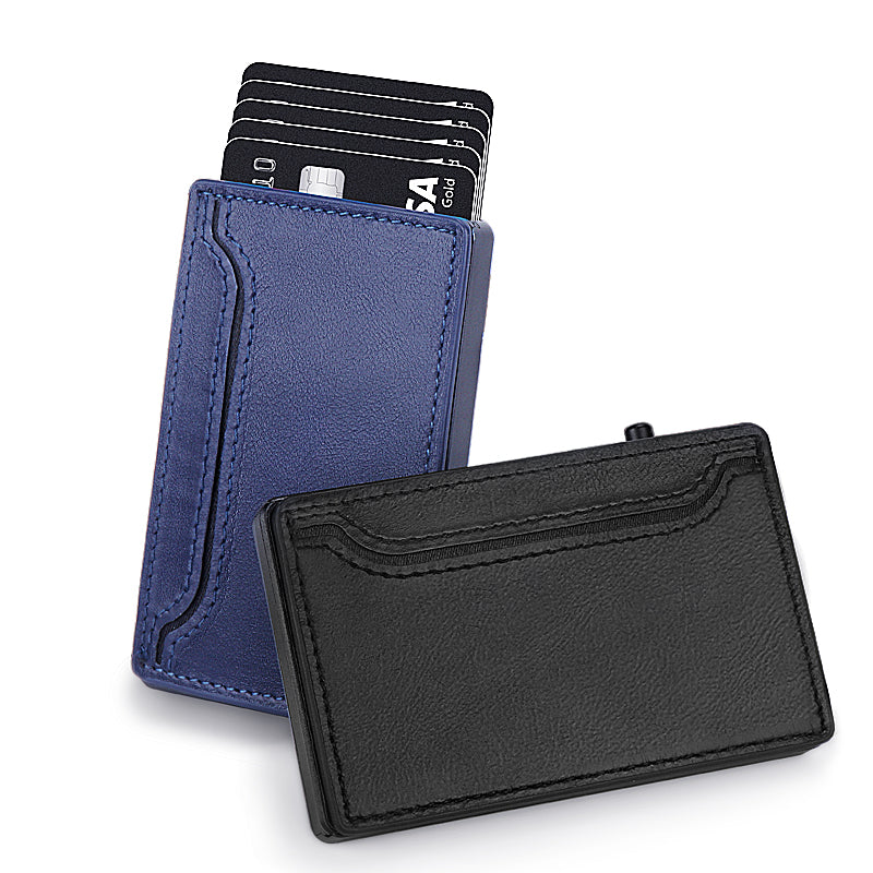 TOYFID Wallet With PU Leather Cover,Aluminum Alloy Pop Up Wallet Holder Card TOYFID Wallet