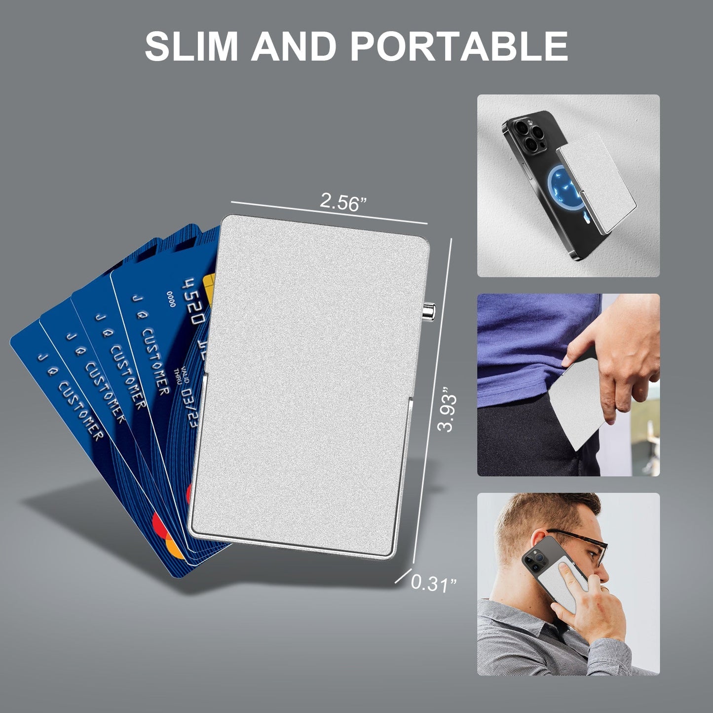 RFID Blocking Wallet Minimalist Slim Card Holder for Magsafe with Adjustable Stand, Metal Pop Up Magnetic Wallet for Men TOYFID TOYFID Wallet