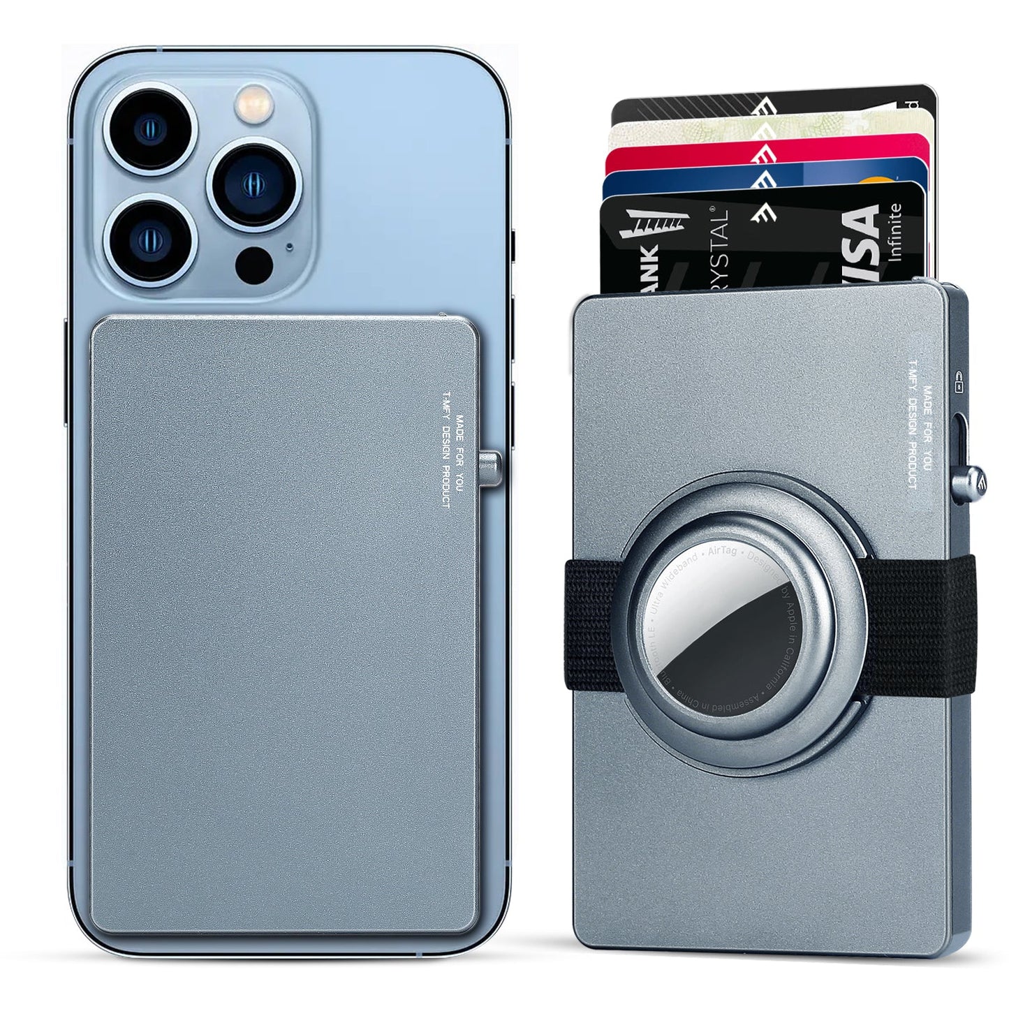 TOYFID All-Aluminum Pop Up Slide Rfid Slim Card Holder Wallet With Airtag Holder TOYFID Wallet
