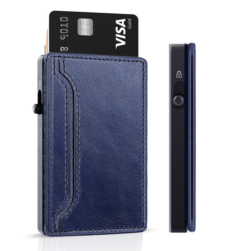 TOYFID Wallet With PU Leather Cover,Aluminum Alloy Pop Up Wallet Holder Card TOYFID Wallet