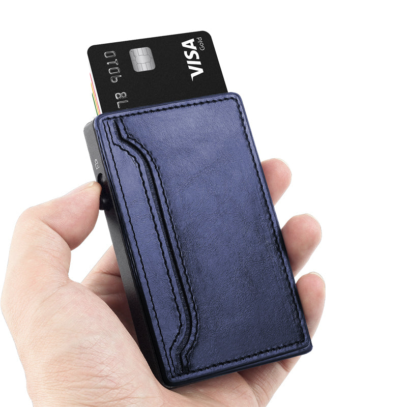 TOYFID Wallet With PU Leather Cover,Aluminum Alloy Pop Up Wallet Holder Card TOYFID Wallet