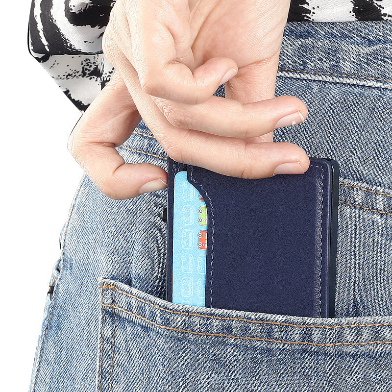 TOYFID Wallet With PU Leather Cover,Aluminum Alloy Pop Up Wallet Holder Card TOYFID Wallet