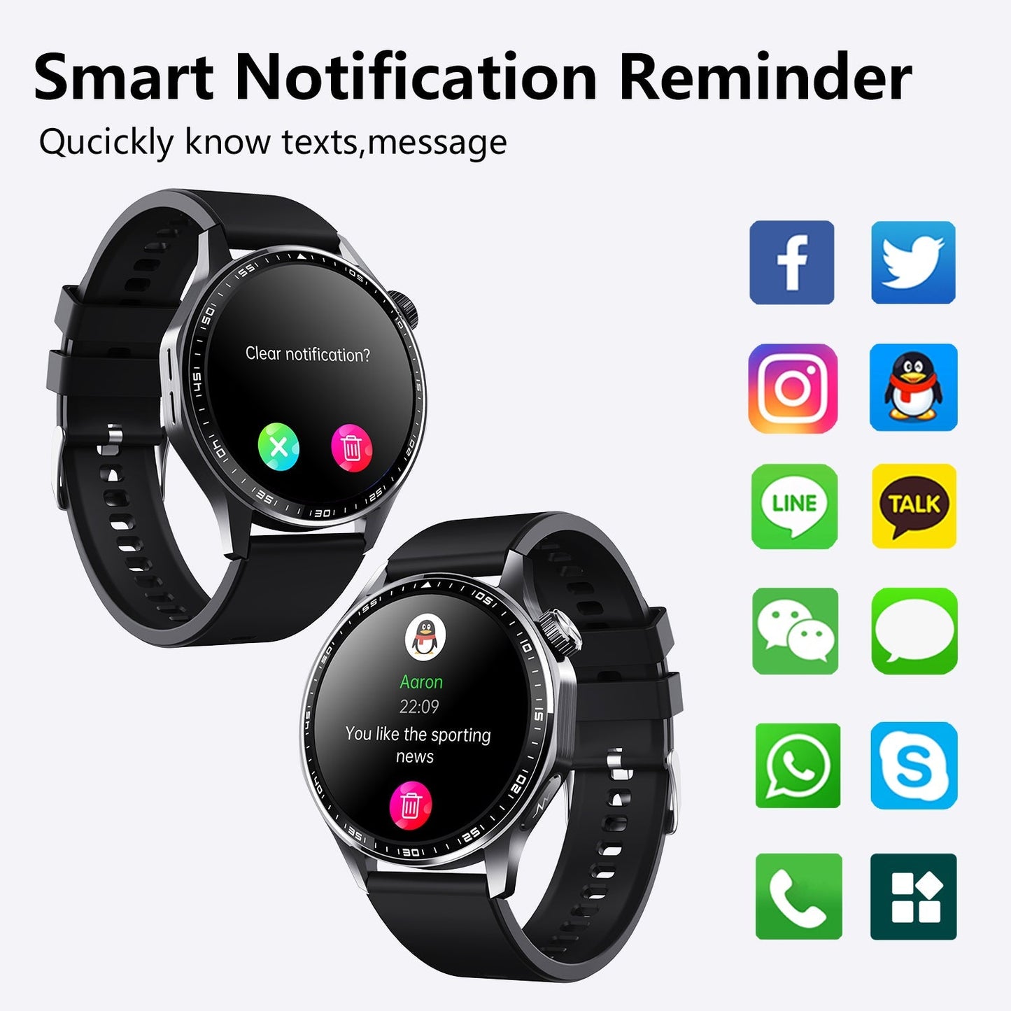 Advanced Health and Fitness Smartwatch with Tools to Manage Stress and Sleep, ECG App, SpO2, 24/7 Heart Rate WAUTTON