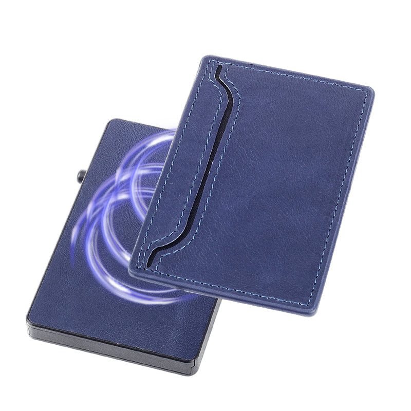 TOYFID Wallet With PU Leather Cover,Aluminum Alloy Pop Up Wallet Holder Card TOYFID Wallet