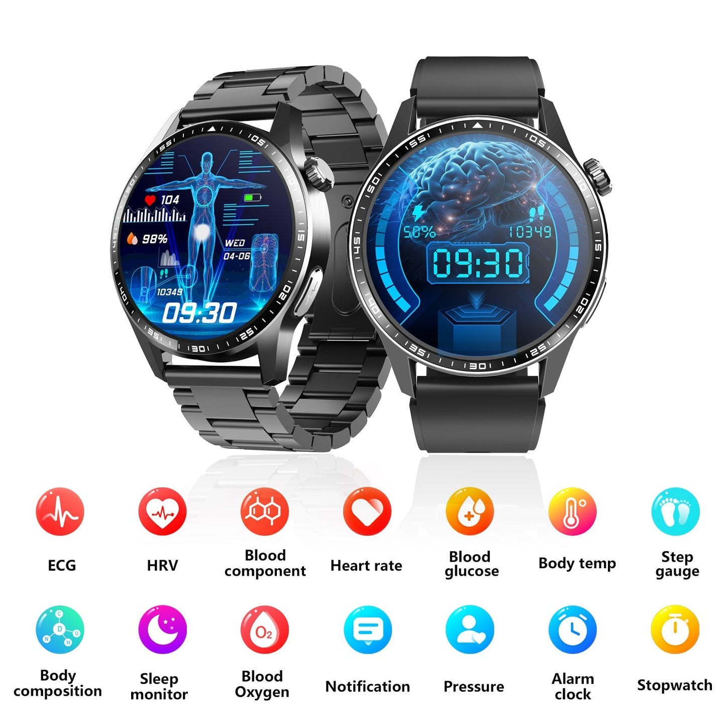 Healthy Blood Oxygen Smart Watch Men ECG+PPG Precise Body Temperature Heart Rate Monitor Smartwatch HRV Blood Pressure Watches WAUTTON