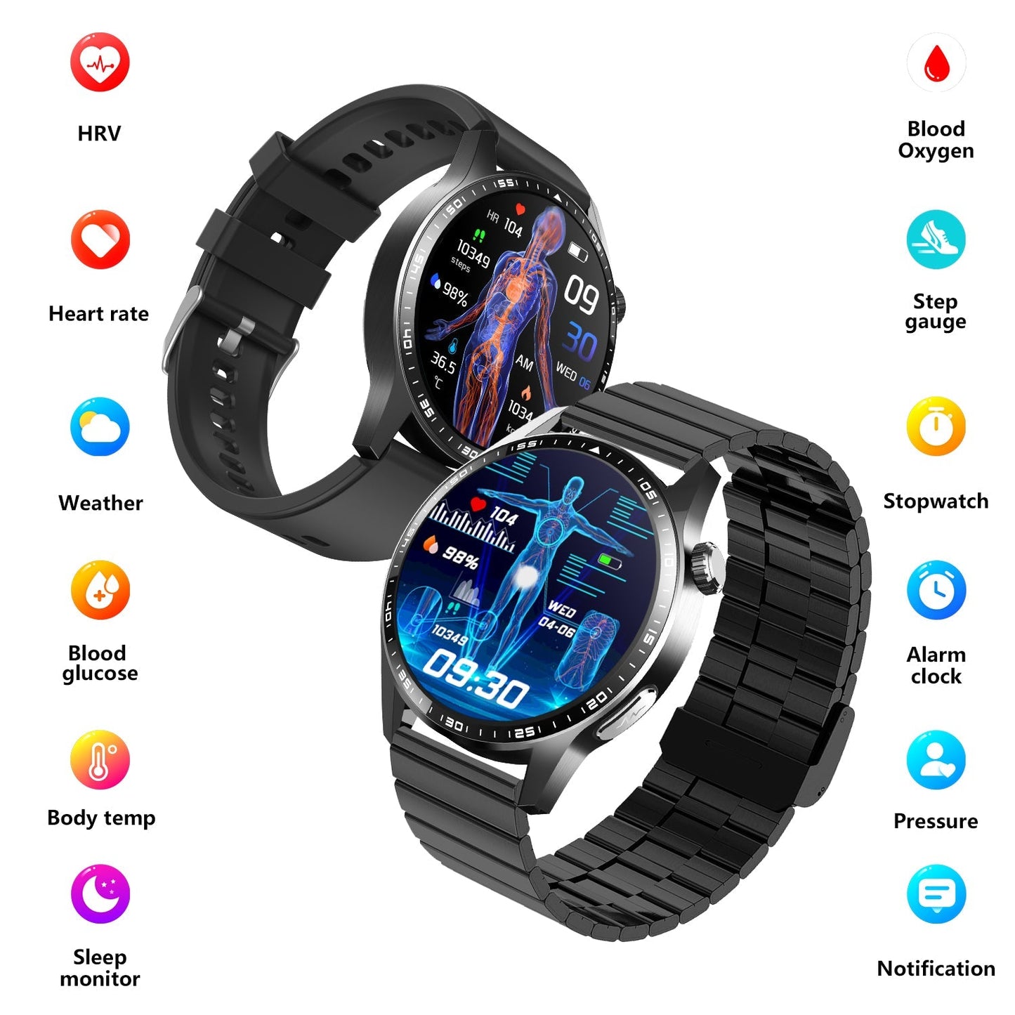 Healthy Blood Oxygen Smart Watch Men ECG+PPG Precise Body Temperature Heart Rate Monitor Smartwatch HRV Blood Pressure Watches WAUTTON