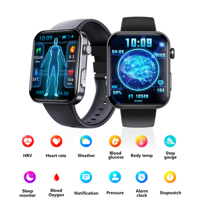 ECG smart watch with blood pressure monitor body temperature blood glucose heart rate blood oxygen Wautton Outdoor Gear