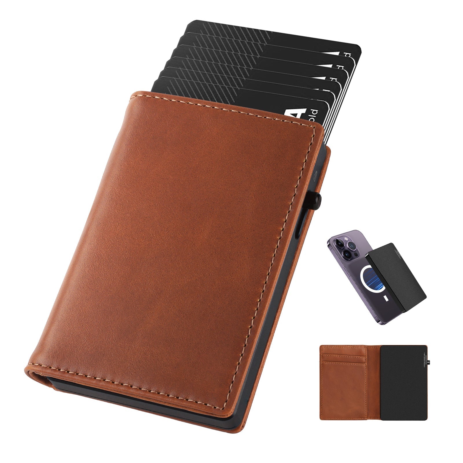 TOYFID Aluminum Alloy Wallet With Genuine Leather Cover Men's Billfolds TOYFID Wallet