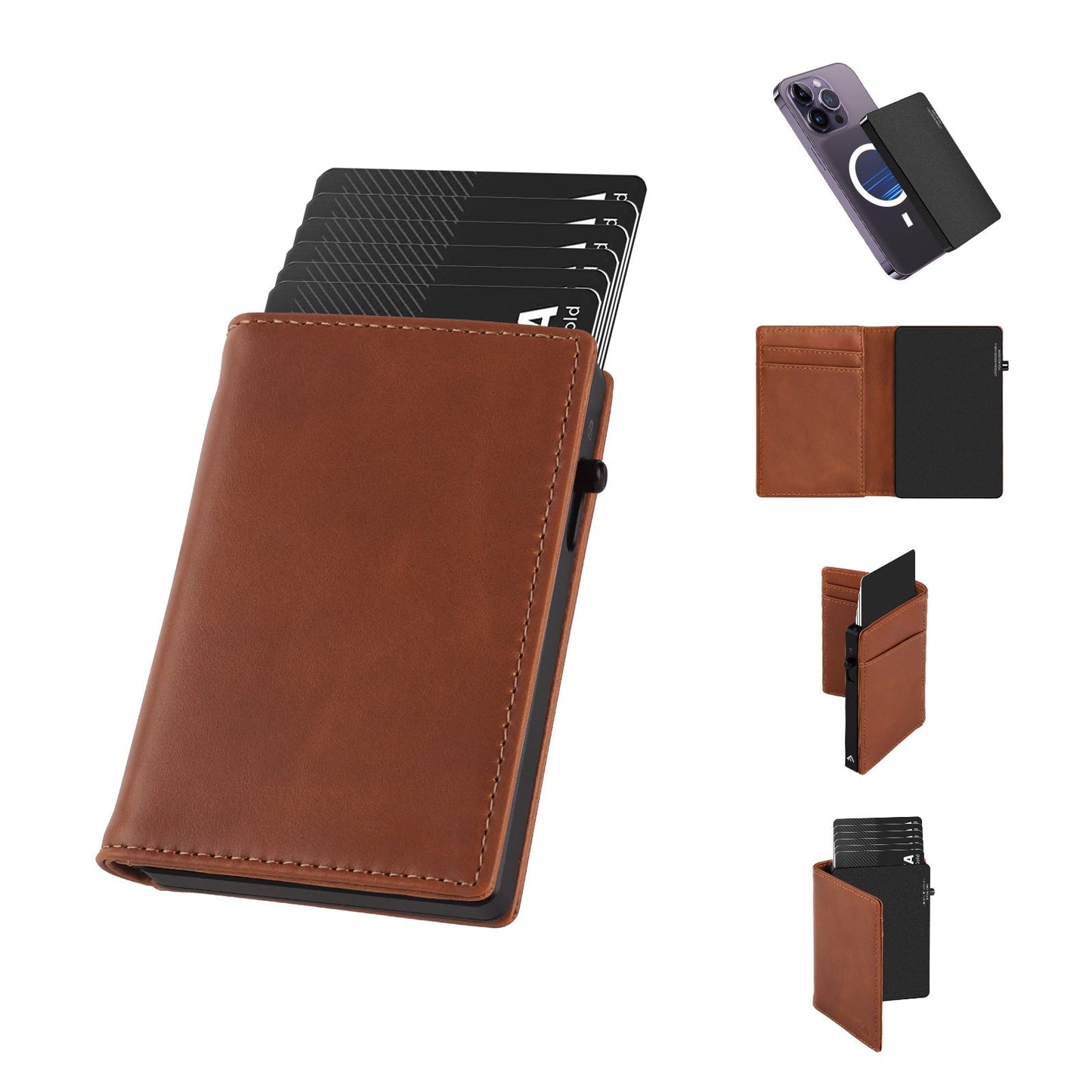 TOYFID Aluminum Alloy Wallet With Genuine Leather Cover Men's Billfolds TOYFID Wallet