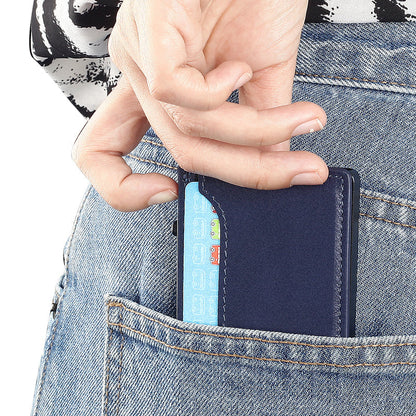 TOYFID Wallet With PU Leather Cover,Aluminum Alloy Pop Up Wallet Holder Card TOYFID Wallet
