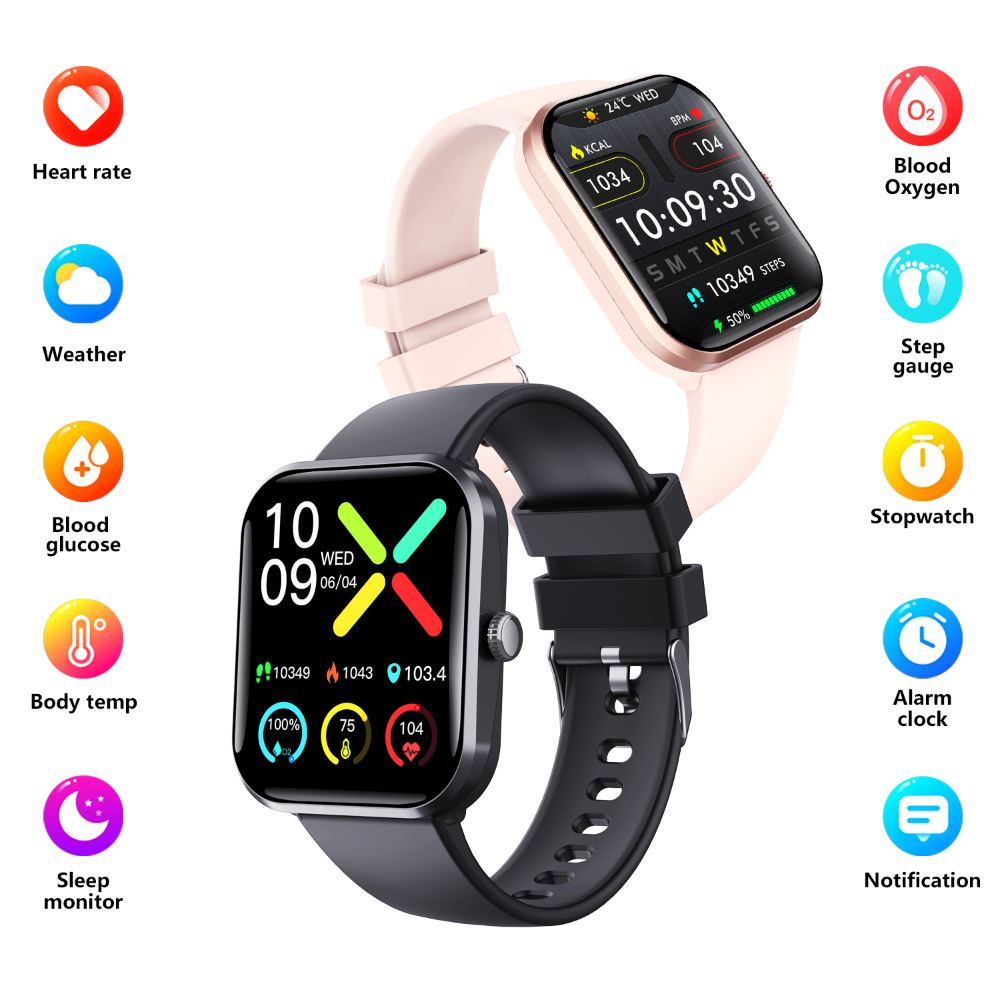 Blood Sugar Glucose Monitor Smart Watch for Diabetics SOS Emergency Alarm Call Wautton Outdoor Gear