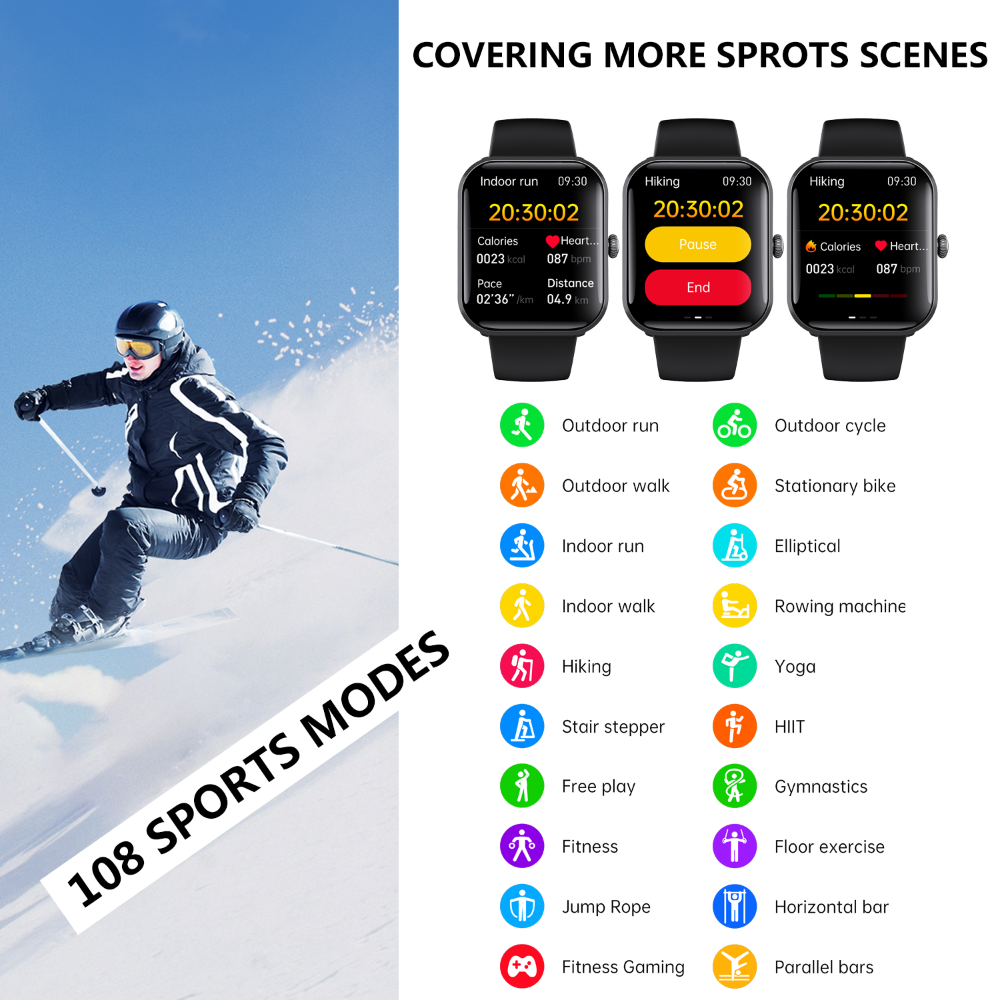 Blood Sugar Glucose Monitor Smart Watch for Diabetics SOS Emergency Alarm Call Wautton Outdoor Gear