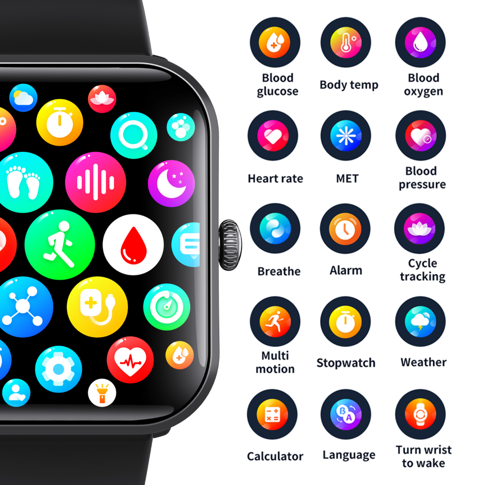 Blood Sugar Glucose Monitor Smart Watch for Diabetics SOS Emergency Alarm Call Wautton Outdoor Gear