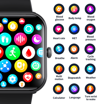 Blood Sugar Glucose Monitor Smart Watch for Diabetics SOS Emergency Alarm Call Wautton Outdoor Gear