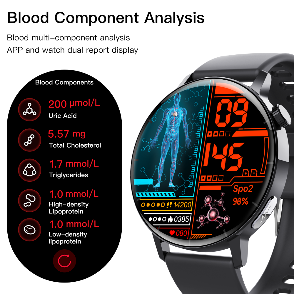 ECG monitor Smart Watch Non Invasive Blood Glucose Smart Watch with Blood Component Analysis Wautton Outdoor Gear