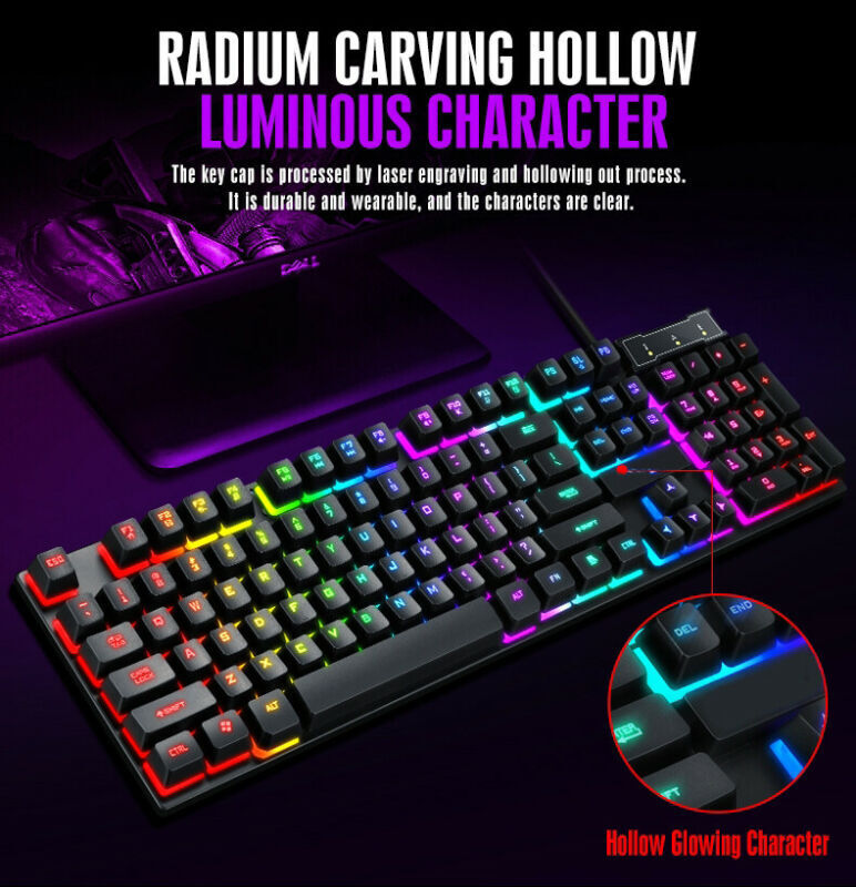 TF200 Gaming Keyboard & Mouse Combo Illuminated USB Wired 104‑Key