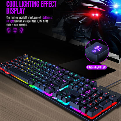 TF200 Gaming Keyboard & Mouse Combo Illuminated USB Wired 104‑Key