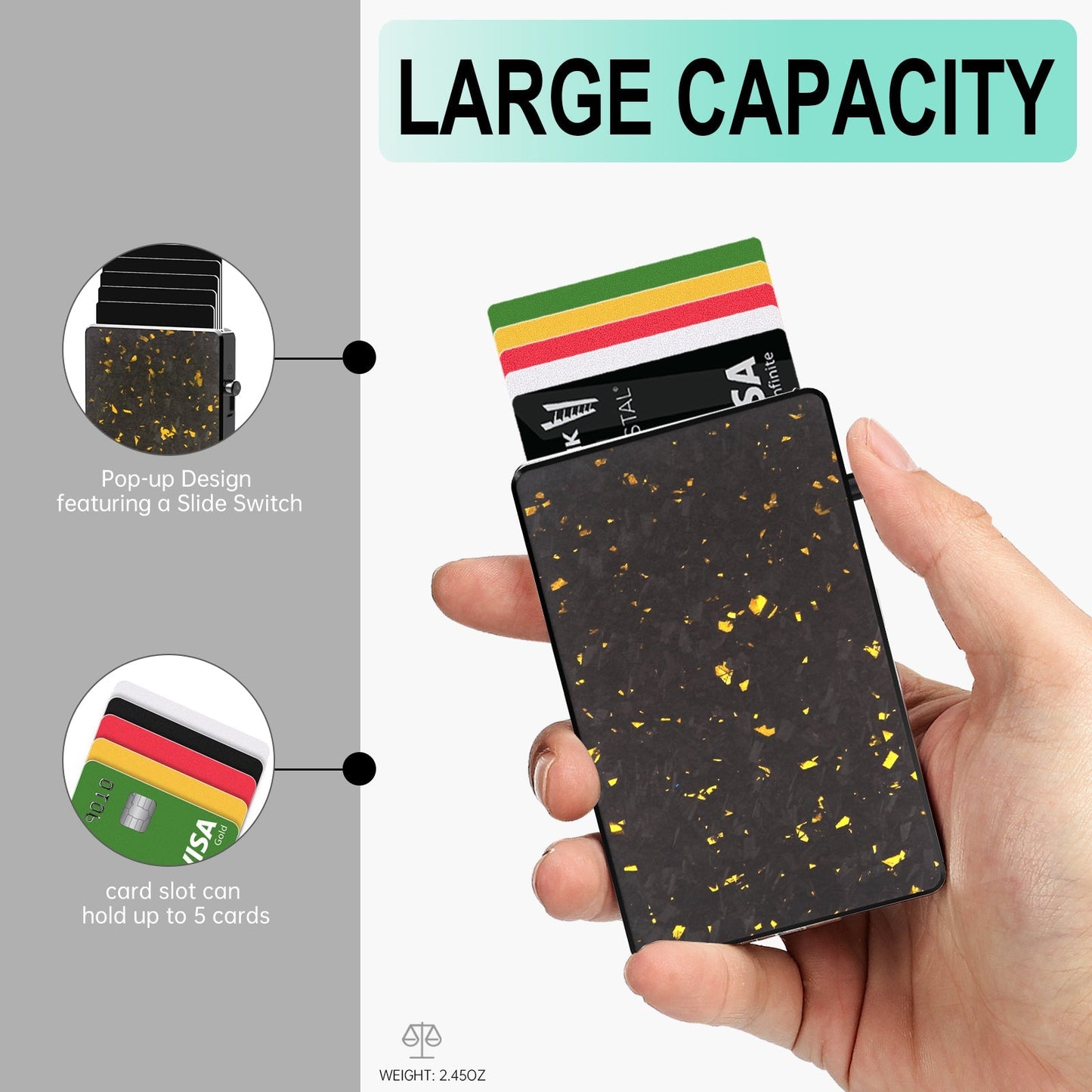 TOYFID Best Pop Up RFID Mens Wallet forged Carbon Fiber Minimalist Amazon to Protect Credit Cards TOYFID Wallet